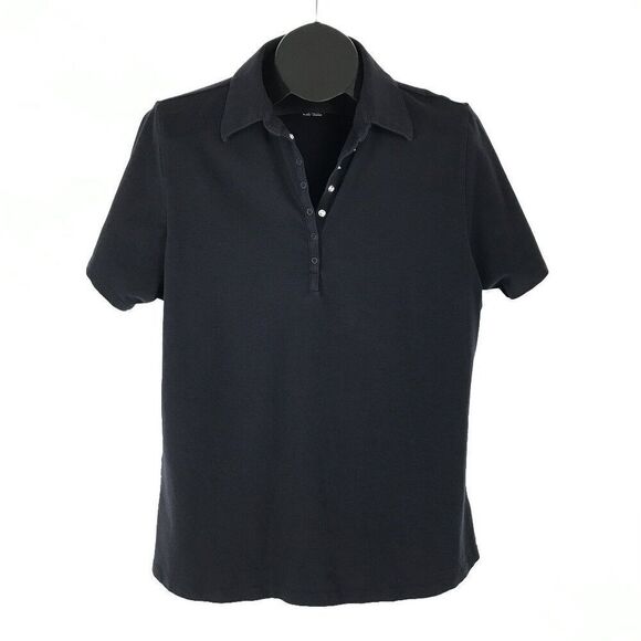 Lane Bryant Venezia Snap-Up Polo Tee Women’s Plus Size 14/16 Black Stretch Knit - Picture 1 of 8